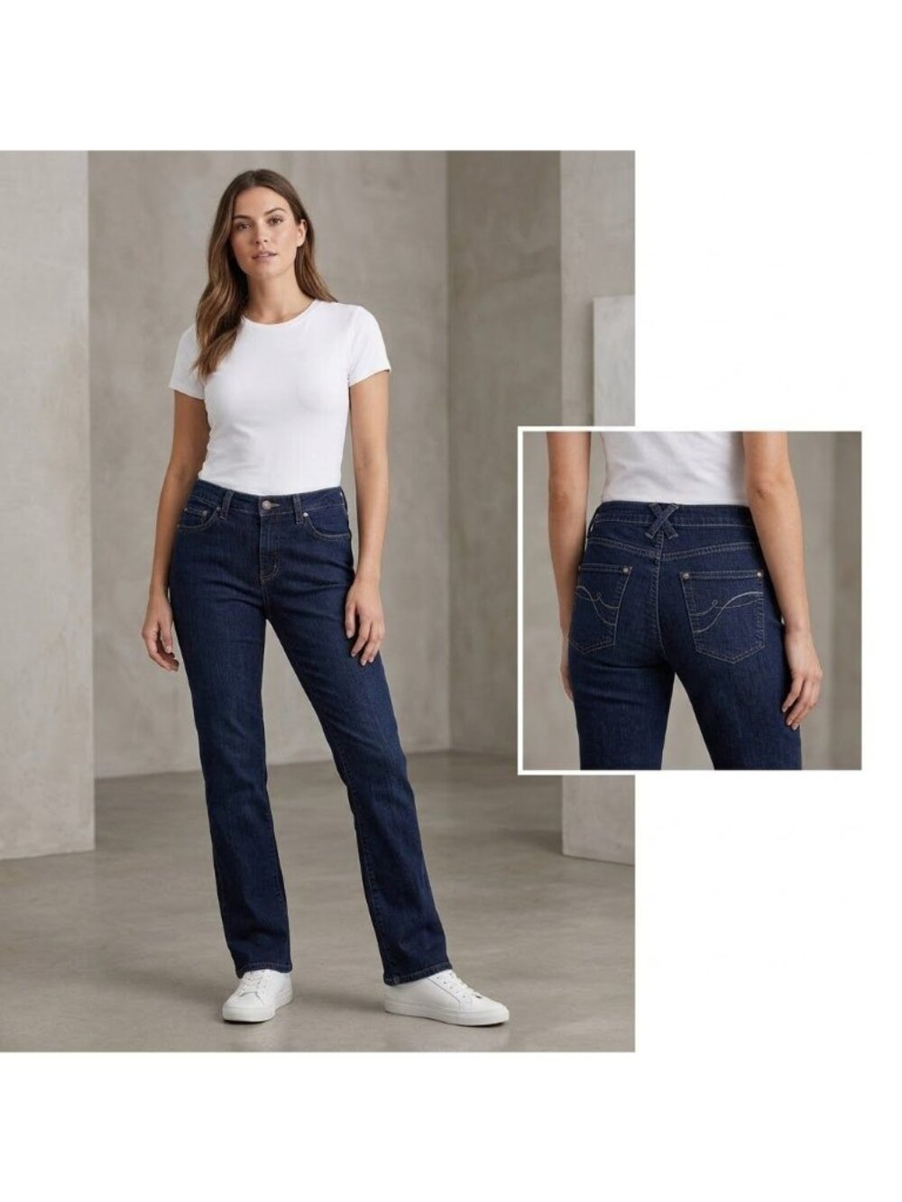 DKNY Jeans Womens Dark Wash Bootcut Denim Pants Mid-Rise Classic Five-Pocket Sty